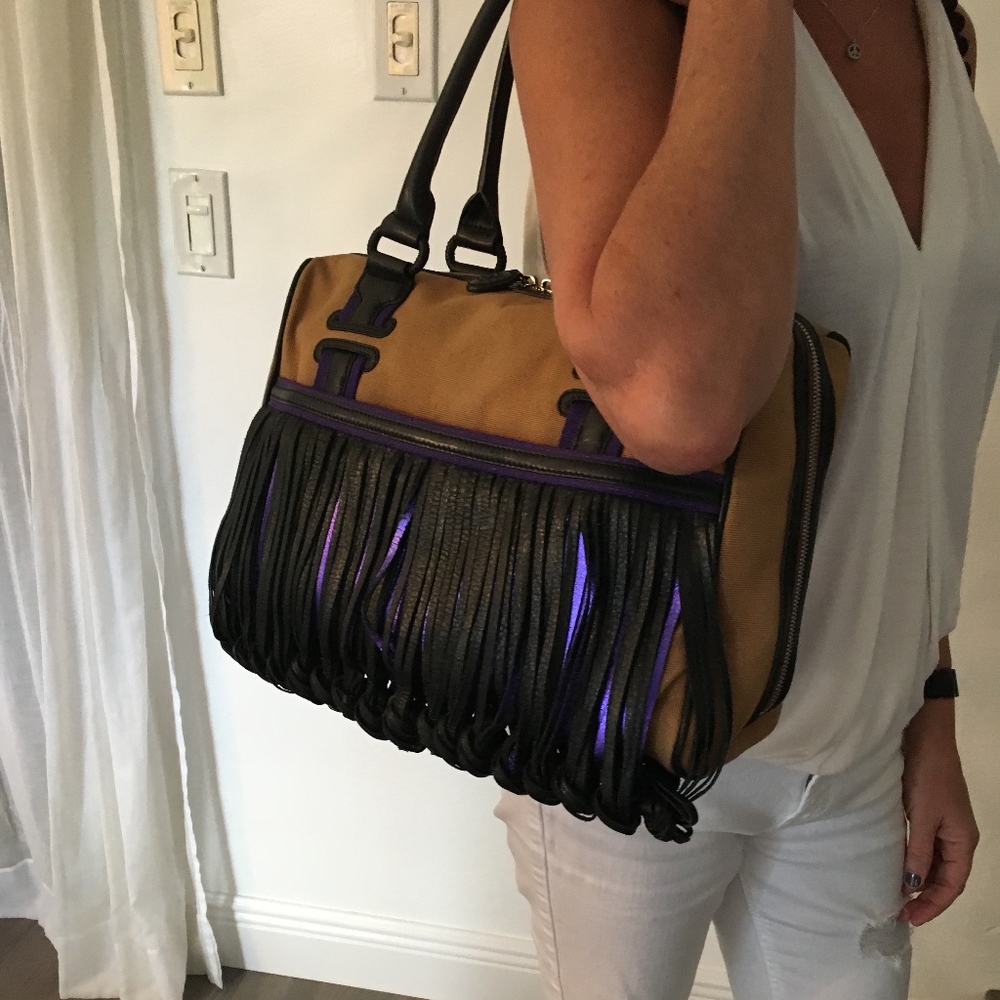 Guaranteed Authentic Katherine Kwei, camel, purple